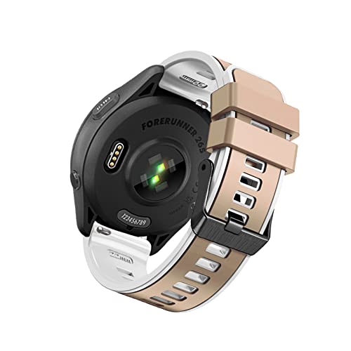 SumRioo 22mm Armband für Garmin Forerunner 265 / Forerunner 265 Music/Forerunner 255 / Forerunner 255 Music, Silikon Uhrenarmband Ersatzarmband für Vivoactive 4 / Venu 3 / Venu 2 - Khaki/Weiß von SumRioo