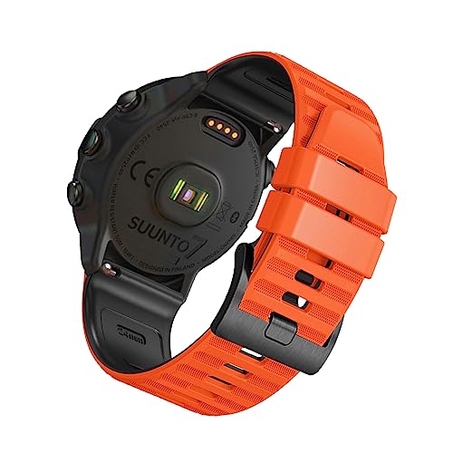 SumRioo 24mm Armband für Suunto 9/Suunto 9 Baro, Silikon Ersatz-Uhrenarmband für Suunto 7/Suunto D5/Suunto Spartan Sport/Sony Smartwatch 2 SW2/Fossil Q Nate Hybrid/GMa-S2100 - Orange/Schwarz von SumRioo