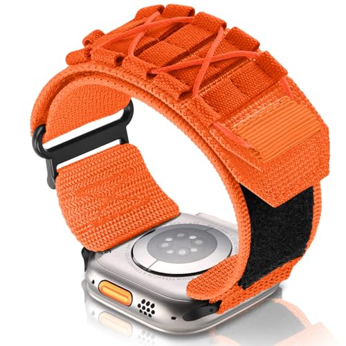 SumRioo Nylon Armband Kompatibel mit Apple Watch 38mm 40mm 41mm, Sport Stoff Geflochtenes Armband Ersatz Loop Band Kompatibel mit iWatch Series 9 8 7 6 5 4 3 2 1 SE, Orange von SumRioo