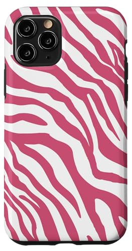 Hülle für iPhone 11 Pro Afrikanisches Zebramuster in Rosa und Weiß für Zebra-Liebhaber von Summer-Life-Cases
