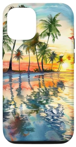 Hülle für iPhone 14 Sommerurlaub Strand Aquarell Malerei Kunst Sonnenuntergang von Summer Painting