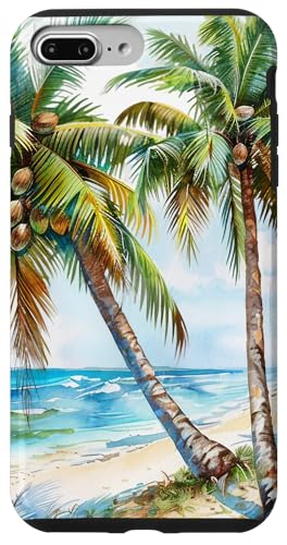 Hülle für iPhone 7 Plus/8 Plus Sommerurlaub Strand Aquarell Malerei Kunst Kokosnussbaum von Summer Painting