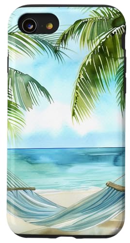 Hülle für iPhone SE (2020) / 7 / 8 Sommerurlaub Strand Aquarell Malerei Kunst Sonnenuntergang Sonnenaufgang von Summer Painting