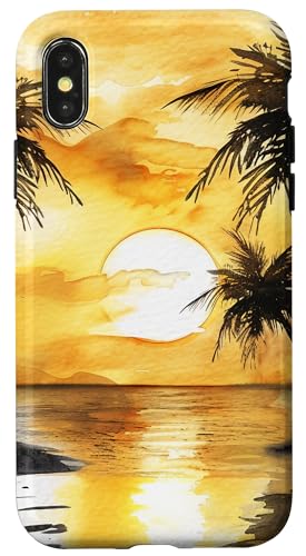 Hülle für iPhone X/XS Sommerurlaub Strand Aquarell Malerei Kunst von Summer Painting