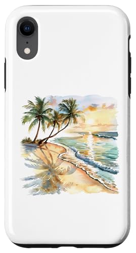 Hülle für iPhone XR Sommerurlaub Strand Aquarell Malerei Kunst Sonnenuntergang von Summer Painting