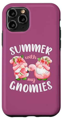 Hülle für iPhone 11 Pro Rosa Sommer Wichtel mit Flamingo Schwimmring von Summer by Content Design Studio