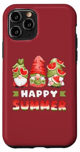 Hülle für iPhone 11 Pro Sommer Zwerge, Wichtel, Gnome mit Wassermelonen von Summer by Content Design Studio