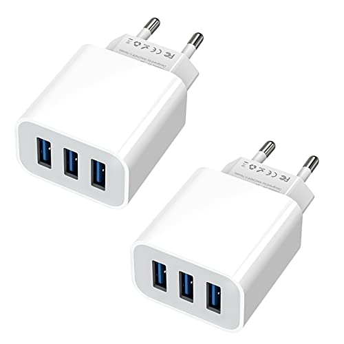 Sundix Ladegerät Mehrfach 15W Stecker 2 Stücke 3-Port 3A Ladeadapter Netzteil für iPhone 14/13/12/11/ X/8 und Weitere USB-Anschluss Geräte von Sundix