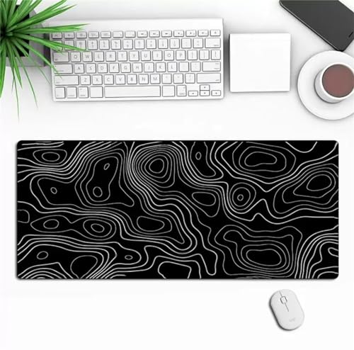 Suneve Gaming Mauspad XXL,Mousepad 700x300x3mm,Großes Mauspad Vernähte Kanten Wassxerdicht Anti-Rutsch für PC,Laptop Verbessert Präzision und Geschwindigkei - Weiße Kurve von Suneve