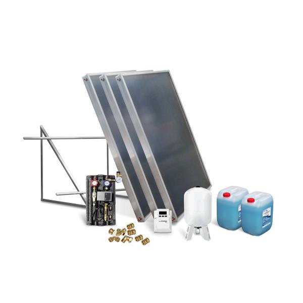 Solar-Paket Brauchwasser 3x AMP 2.0 Flachkollektor 6,03 qm Flachdac... von Sunex