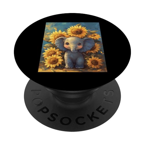 Elefant Sonnenblume Mädchen Dekor Jungen Kinder Sonnenblume Elefant PopSockets Klebender PopGrip von Sunflower Elephant Women Apparel Men Decorations