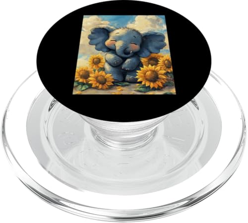 Elefant Sonnenblume Mädchen Dekor Jungen Kinder Sonnenblume Elefant PopSockets PopGrip für MagSafe von Sunflower Elephant Women Apparel Men Decorations