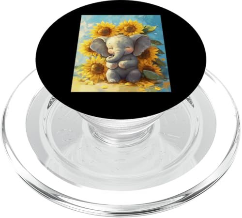 Elefant Sonnenblume Mädchen Dekor Jungen Kinder Sonnenblume Elefant PopSockets PopGrip für MagSafe von Sunflower Elephant Women Apparel Men Decorations