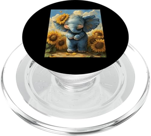 Elefant Sonnenblume Mädchen Dekor Jungen Kinder Sonnenblume Elefant PopSockets PopGrip für MagSafe von Sunflower Elephant Women Apparel Men Decorations