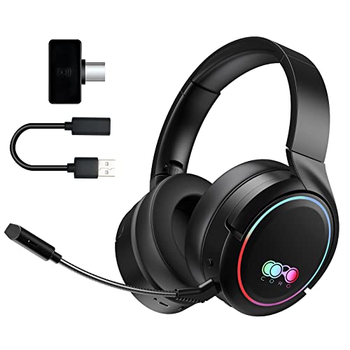 Kabelloses Gaming-Headset, Bluetooth Kopfhörer mit Mikrofon, 2,4 GHz Wireless Headphones Over-Ear Kopfhörer Surround Sound, Ultraniedrige Latenz für PS4, PS5, Switch, Xbox, PC, Laptop -Schwarz von Sungive