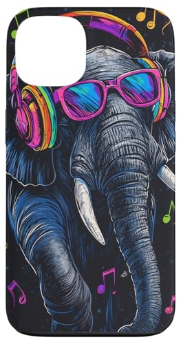 Hülle für iPhone 13 Elefant Musik Tier Kopfhörer Bunte Party von Sunglasses Animal art Fun Wildlife Festivals