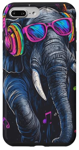 Hülle für iPhone 7 Plus/8 Plus Elefant Musik Tier Kopfhörer Bunte Party von Sunglasses Animal art Fun Wildlife Festivals