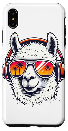 Hülle für iPhone XS Max Retro Sonnenbrille Lama Sonnenbrille Kopfhörer Alpaka Lamas von Sunglasses Headphones Llama Lover Gifts