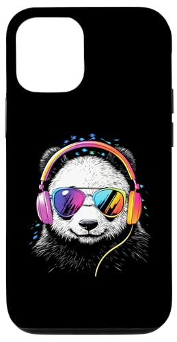 Hülle für iPhone 13 Pro Funky Cute Panda Love Bear Retro Kopfhörer Rave von Sunglasses Music lover Animal art Cool bear DJ