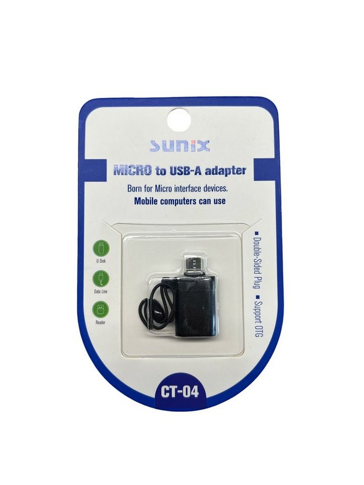 Sunix Adapter Micro-USB Buchse auf USB-A wandelt Micro-USB zu USB-Schwarz USB-Adapter von Sunix
