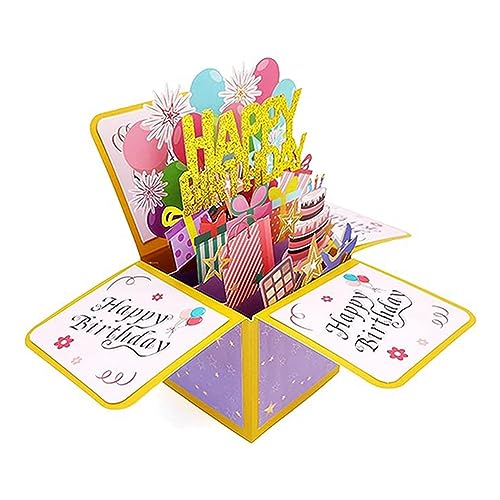 Sunmeit Geburtstags-Grußkarte Dreidimensionale Geburtstagskarte Aushöhlen Geburtstagsbriefkarte Geburtstagsgeschenk für Kinder Langlebig Einfach Zu Verwenden 16 X 17,5 cm von Sunmeit