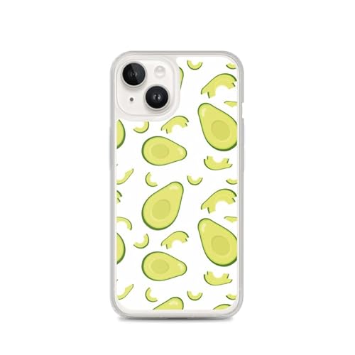 Sunny-Case Avocado Fruit Schutz Hülle Transparent TPU Cartoon kompatibel mit iPhone 15 Motiv Avocado Pattern B M2 von Sunny-Case