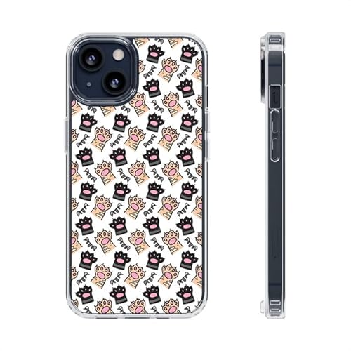 Sunny-Case CAT Katze Sweet Cute Schutz Hülle Transparent TPU Cartoon kompatibel mit iPhone 15 PRO MAX Motiv Pfote Tatze Pattern M2 von Sunny-Case