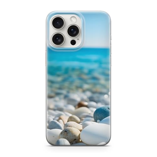 Sunny-Case KRISTALL Glas Handy Hülle Schutz Transparent kompatibel mit Xiaomi 14 Steine Meer Blau M6 von Sunny-Case