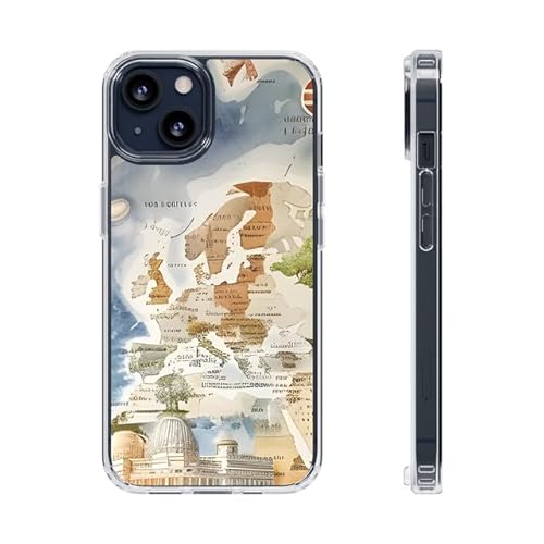 Sunny-Case Weltkarte World Map pink Cute Schutz Hülle Transparent TPU Cartoon kompatibel mit iPhone 16 PRO Motiv Europa M6 von Sunny-Case