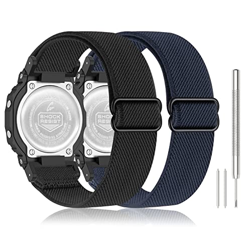 Sunnyson 2 Stück dehnbare Nylon-Uhrenarmbänder, kompatibel mit Casio G-Shock DW-5600/8900/GWM5610, elastische, weiche, verstellbare Ersatzbänder für Casio Watch von Sunnyson