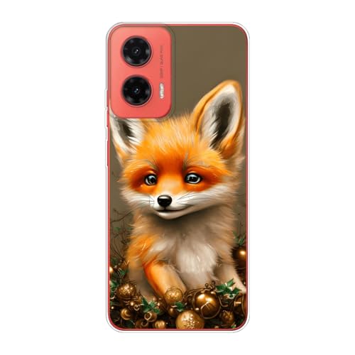 Sunrive Hülle Kompatibel mit Motorola Moto G35 5G Silikon,Transparent Handyhülle Schutzhülle Etui Karikatur Muster Weiches TPU Silikon Case (Rotfuchs, Fox) MEHRWEG von Sunrive