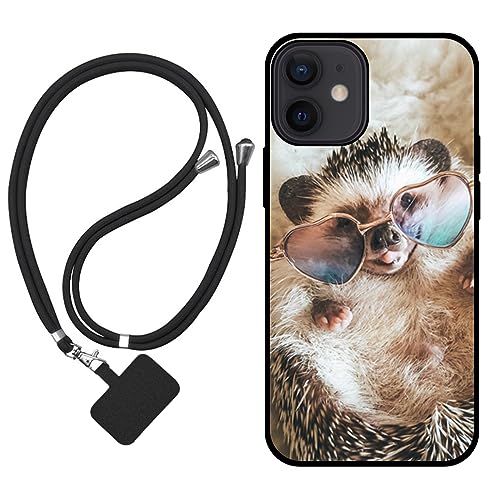 Sunrive Hülle Kompatibel mit iPhone 12 Mini Case,matt Handyhülle Schutzhülle Etui Karikatur Muster TPU Backcover (Igel) +1x Universale Handykette MEHRWEG von Sunrive