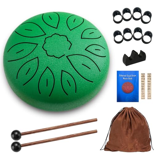 Zungentrommel,Rain Drum,6 Zoll 11 Tone Steel Tongue Drum,Stahlzungentrommel Schlagzeug Anfänger,Hand Pan Drum,Steel Pan Töne Schlaginstrument,Regentrommel,Handpan mit Schlägel,Percussion Instrumente von Sunshine smile