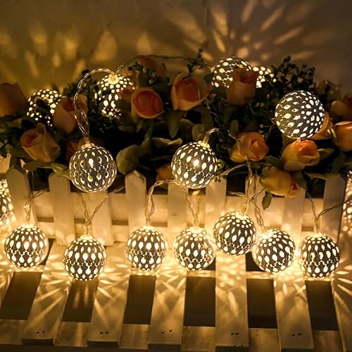 Sunshine smile Lichterkette Kugeln,1.5M Marokkanische Lichterkette,10 Led Lichterkette Draussen Weihnachten,Weihnacht Led Lampe Deko,Curtain Christmas Lights,Weihnachtsbeleuchtung Batterie Marokko von Sunshine smile