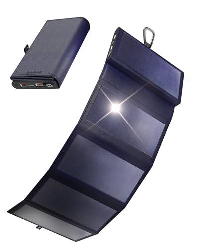 Solar 10'000 mAh Powerbank Electron mit 8W SunPower Solar Panel, Handy-Ladegerät im Handy-Format, ideal für Camping oder Wandern. Mobiles Solarladegerät, kompatibel mit Allen Smartphones, Blau von Sunslice