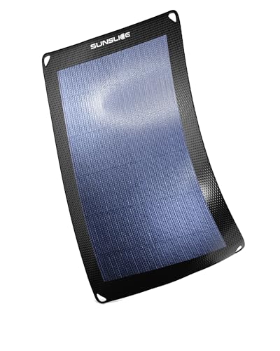 Solar Charger Outdoor, Solarmodul flexibel, Solaranlage Camping, Solar Charger wasserdicht mit leistungsstarker 6W Ladekapazität, USB Anschluss, Black von Sunslice