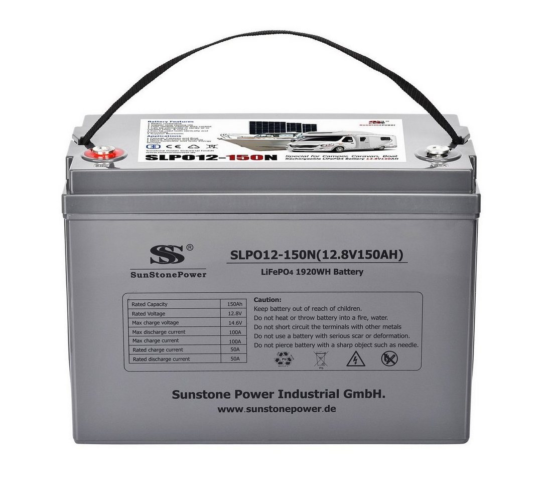 Sunstone Power 12V 150AH Lithium Batterie 1920Wh Energiespeicher Akku für Boot Solarakkus (12 V), Solar Batterie Akku, Extrem zyklenfest von Sunstone Power