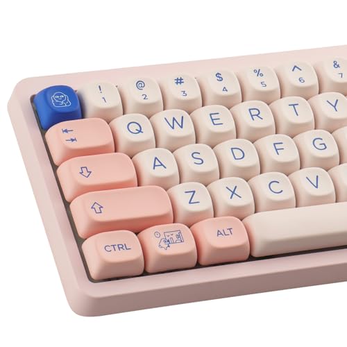 Sunzit Keycaps 148 Tasten PBT Keycaps Set MOA Profil Dye-Sub Niedliche rosa Keycaps Tastenkappen für Cherry MX Schalter ISO/ANSI UK Layout 104/87/74/60 Mechanische Gaming Tastatur von Sunzit