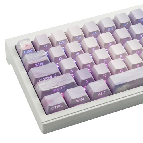 Sunzit PBT Keycaps 130 Tasten Custom Keycaps Cherry Profile Dye-Sub Tastenkappen Set Monet Seerosen Shine Through Side Print Tastenkappen für ISO/ANSI UK Layout Mechanische Gaming Tastatur von Sunzit