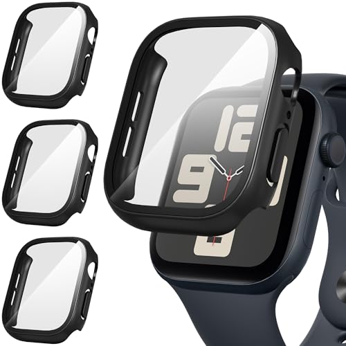 Suoman 3 Stück Hülle für Apple Watch Series 6/5/4/SE 44mm Schutzhülle PC Ultradünne HD Hartglas Glas Kratzfest Displayschutz Case,Schwarz&Schwarz&Schwarz,44mm Suoman 3 Stück Hülle für Apple Watch Series 6/5/4/SE 44mm Schutzhülle PC Ultradünne HD Hartglas Glas Kratzfest Displayschutz Case,Schwarz&Schwarz&Schwarz,44mm von Suoman