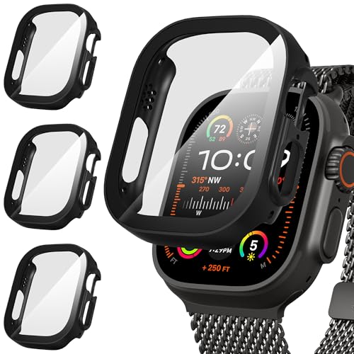 Suoman 3 Stück Hülle für Apple Watch Ultra/Ultra 2 49mm Schutzhülle PC Ultradünne HD Hartglas Glas Kratzfest Displayschutz Case,Schwarz&Schwarz&Schwarz,49mm Suoman 3 Stück Hülle für Apple Watch Ultra/Ultra 2 49mm Schutzhülle PC Ultradünne HD Hartglas Glas Kratzfest Displayschutz Case,Schwarz&Schwarz&Schwarz,49mm von Suoman
