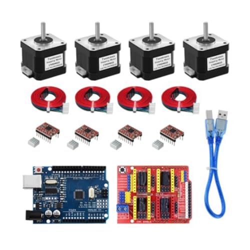 Suoumwa 4-Adriger Nema17-Schrittmotor 17HS4401S + CNC-Shield V3-Graviermaschine + 4-Teiliges A4988-Treiber-Erweiterungsboard 3D-Drucker-Kit von Suoumwa