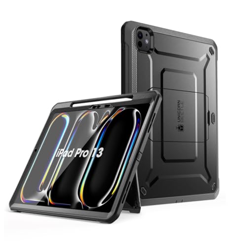 SUPCASE für iPad Pro 13 Zoll Hülle M4 2024 7th Generation mit Stifthalter Bumper Case 360 Grad Schutzhülle Cover [Unicorn Beetle Pro] mit Displayschutz und Ständer für iPad Pro 13 Zoll M4 (Schwarz) von SupCase