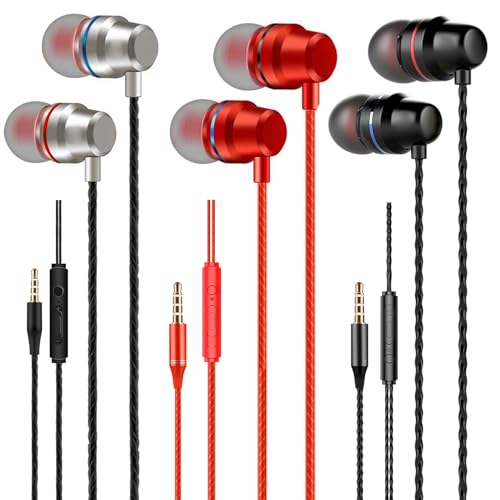 In-Ear-Kopfhörer, kabelgebunden, 3 Packungen mit Kabel, Kopfhörer mit Mikrofon, hohe Klangdefinition und kräftiger Bass, Kopfhörer für Phone, Galaxy, Tablets und 3,5-mm-Geräte In-Ear-Kopfhörer, kabelgebunden, 3 Packungen mit Kabel, Kopfhörer mit Mikrofon, hohe Klangdefinition und kräftiger Bass, Kopfhörer für Phone, Galaxy, Tablets und 3,5-mm-Geräte von Supecesorio