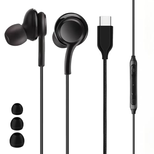 USB-C-Kopfhörer, kabelgebunden, mit integriertem Mikrofon und Lautstärkeregler, HiFi-Stereo, USB Typ C, In-Ear, für Samsung S25/S24/S23/S22/S21/A53/A54 USB-C-Kopfhörer, kabelgebunden, mit integriertem Mikrofon und Lautstärkeregler, HiFi-Stereo, USB Typ C, In-Ear, für Samsung S25/S24/S23/S22/S21/A53/A54 von Supecesorio