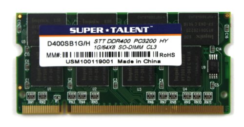 Super Talent D400SB1G/H Arbeitsspeicher 1GB (400 MHz, CL3) DDR1-RAM von Super Talent