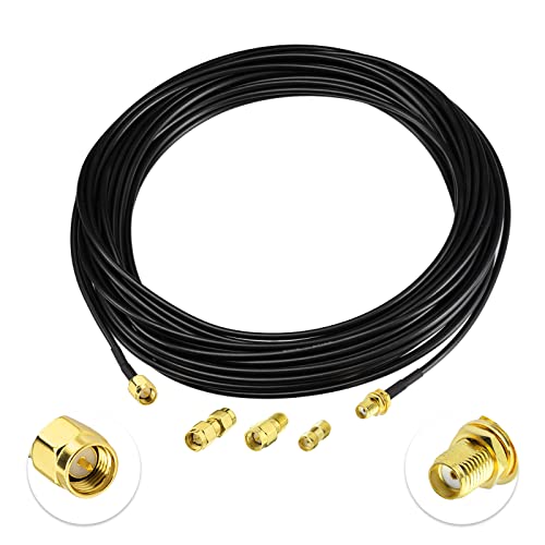 Superbat 10M SMA kabel Verlängerungskabel SMA Stecker auf SMA Buchse RG174 Kabel mit 3 Stück SMA Adapter Kit für 4G LTE WLAN FPV Antennen CCU2 CC1101 Huawei Router,SDR Geräte,Amateurfunk ADS-B von Superbat