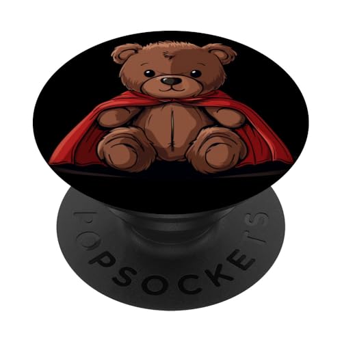 Braunbär mit lustigem Heldenumhang für Teddy-Liebhaber PopSockets Klebender PopGrip von Superhero Teddy Bear Outfit