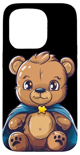 Hülle für iPhone 15 Pro Kleinkind Superhelden Teddy mit Umhang Kostüm von Superhero Teddy Bear Outfit