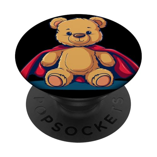 Lustiger Held Teddy mit Umhang Kostüm PopSockets Klebender PopGrip von Superhero Teddy Bear Outfit